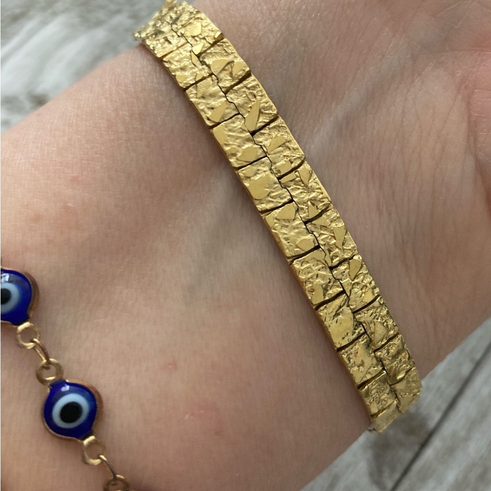 Gold Nugget Textured Bracelet